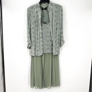 Alex Evenings Sage Green Formal Skirt and Shirt Dress Size M/L